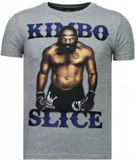 Kimbo Slice - Rhinestone T-shirt - Grijs - Maten: L