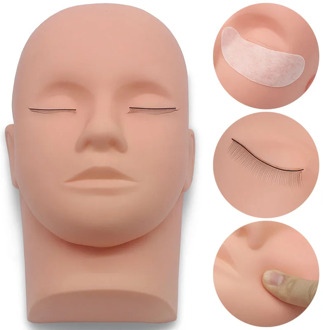 Kimcci 1pc Eyelashes Extension Training Mannequin Head Makeup Practice Model Fake Mannequin Head Model Massage Lashes Grafted