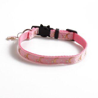 Kimi Leuke Kat Halsband Voor Katten Sterren En Maan Gedrukt Met Hanger Verstelbare Kat Ketting Voor Puppy Kleine Honden Kat accessoires Roze