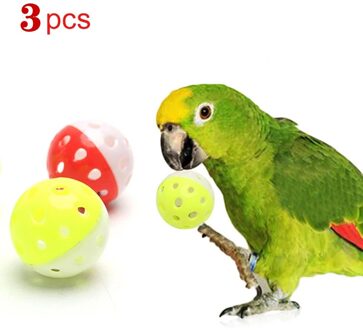 Kimi Papegaai Speelgoed Kleurrijke Hollow Rolling Bel Bal Vogel Speelgoed Parkiet Valkparkiet Papegaai Kauwen Kooi Fun Kat Speelgoed 3stk vogel Toy