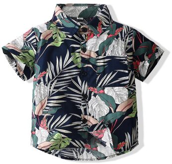 Kimocat Jongen Korte Mouwen, Katoen Bloemen Shirt Top, zomer Mode Toevallige Kinderkleding 9 Maanden-5 Jaar 4-5T
