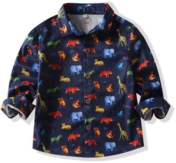 Kimocat Jongen Lange Mouwen, Animal Print Revers Shirt Top, lente Casual Mode Kinderkleding 9 Maanden-5 Jaar 12-24M