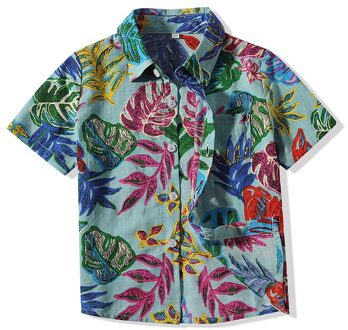 Kimocat Jongens Toevallige Korte Mouwen, Zomer Strand Stijl Leaf Print Shirt Top, kinderen Kleding 0-5 Jaar 9-12M