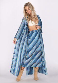 Kimono Dames Blauw Veelkleurig