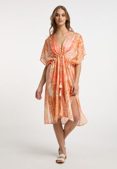 Kimono Dames Oranje Wit - S