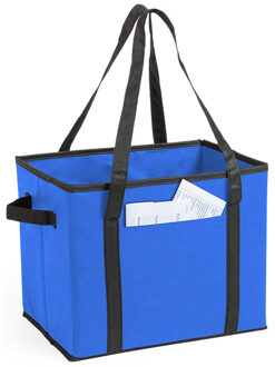 Kimood 2x stuks auto kofferbak/kasten organizer tassen blauw vouwbaar 34 x 28 x 25 cm