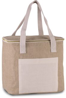 Kimood grote koeltas jute/canvas - 28 x 25 x 17 cm - 12 liter - Koeltassen Beige