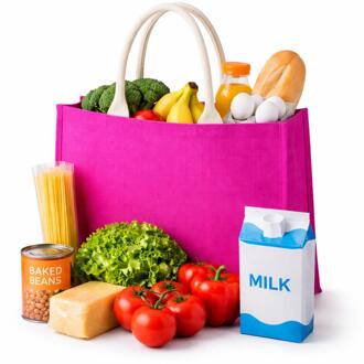 Kimood Jute boodschappen strandtas - 1x - roze - 42 x 36 cm - Strandartikelen beach bags/shoppers