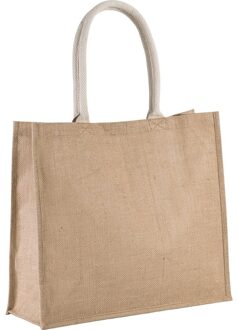 Kimood Jute boodschappen strandtas - beige - 42 x 36 cm - Strandartikelen beach bags/shoppers