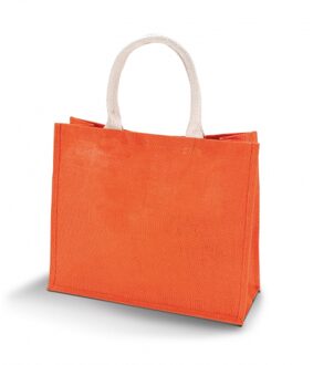 Kimood Jute boodschappen strandtas - oranje - 42 x 36 cm - Strandartikelen beach bags/shoppers