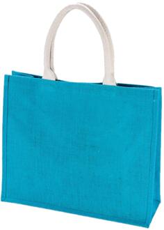 Kimood Klimood Boodschappentas - jute - blauw - strandtas - 42x36 cm - 22 liter Turquoise