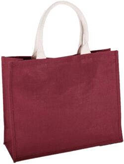 Kimood Klimood Boodschappentas - jute - bordeaux rood - strandtas - 42x36 cm - 22 liter
