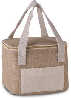 Kimood Koelbox/koeltas jute/canvas naturel voor 6 blikjes - Koeltas Beige