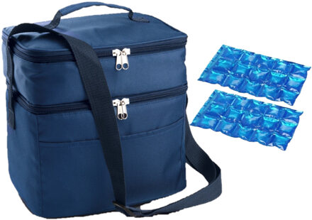 Kimood Koeltas draagtas schoudertas blauw met 2 stuks flexibele koelelementen 13 liter