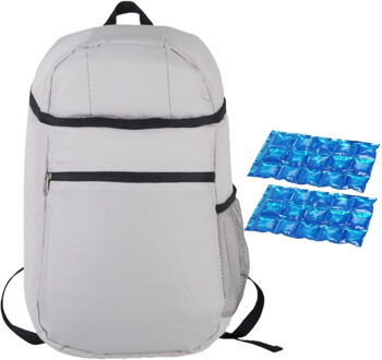 Kimood Koeltas rugtas/rugzak grijs met 2 stuks flexibele koelelementen 16 liter