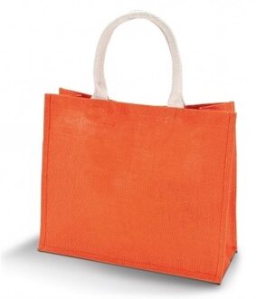 Kimood Oranje jute shopper/boodschappentas 42 cm - Boodschappentassen