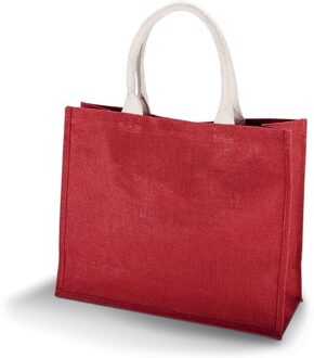 Kimood Rode jute shopper/boodschappentas 42 cm - Boodschappentassen Rood