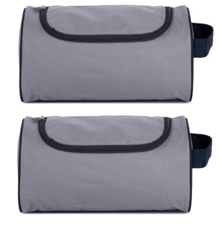 Kimood Schoenentas reizen - 2x - 11L - 35 x 17 x 19 cm - grijs - polyester - schoenen opbergen