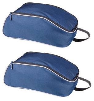 Kimood Schoenentas reizen - 2x - 9 liter - blauw - 38 x 20 x 14 cm - schoenen opbergen