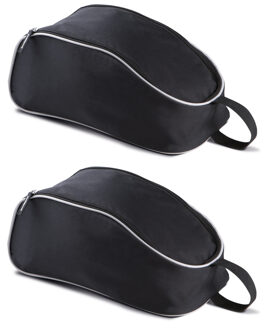 Kimood Schoenentas reizen - 2x - 9 liter - zwart - 38 x 20 x 14 cm - schoenen opbergen