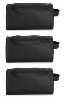 Kimood Schoenentas reizen - 3x - 11L - 35 x 17 x 19 cm - zwart - polyester - schoenen opbergen