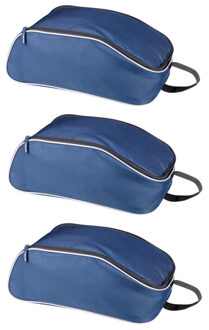Kimood Schoenentas reizen - 3x - 9 liter - blauw - 38 x 20 x 14 cm - schoenen opbergen