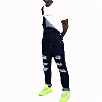 Kimsere Herenmode Hi Straat Vernietigd Jeans Jumpsuits Streetwear Ripped Denim Bib Overalls Met Gaten Jarretel Broek Xxxl