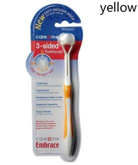 Kind 3 Zijdig Tandenborstel Ultrafijne Zachte Haren Baby Tandenborstel Gezondheid Tanden Drie Stereoscale Voor Baby Tandenborstel 4 Kleuren A5 Geel