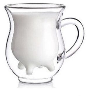 Kind Baby Melk Cup Melk Koffie Koe Uier Vorm Dubbelwandige Clear Glas Melk Koffie Thee Mok Cup Handvat creatieve Leuke