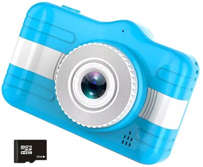 Kind Camera Digitale Camera 3.5 Inch Leuke Cartoon Camera Speelgoed Kinderen 12MP 1080P Foto Video Camera Voor kids blauw en 32 SD Card