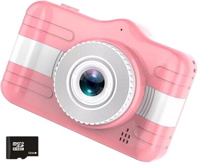 Kind Camera Digitale Camera 3.5 Inch Leuke Cartoon Camera Speelgoed Kinderen 12MP 1080P Foto Video Camera Voor kids roze en 32 SD Card