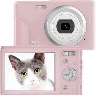 Kind Digitale Camera Fhd 1080P 36.0 Megapixel Vlogging Camera Met 16X Digitale Zoom Met Lithium Batterijen Usb Kabel roze