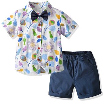 Kind Jongen Bruiloft Pak Zomer Jongens Korte Mouwen + Effen Kleur Broek 2-Delige Set Vest voor Jongen Mode Kinderen Pak 12M