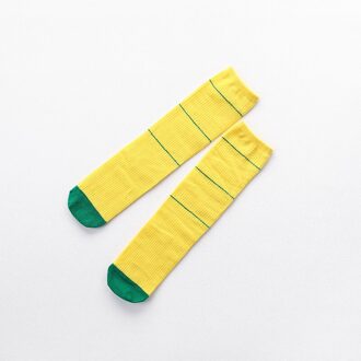 Kind Meisjes Lange Katoenen Sok Voor Baby Kids Kniekousen Peuters Lente Herfst Gestreepte Sokken Over Knie Baby Meisje sokken geel