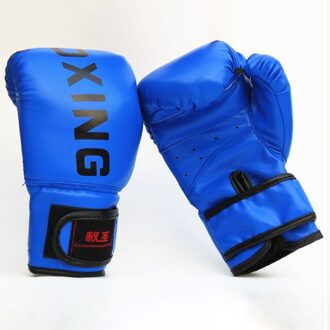 Kind Volwassenen Bokshandschoenen Pro Training Vechten Handschoenen Muay Thai Sparring Ponsen Kickboksen Ademend PU Bokshandschoenen kinderen blauw