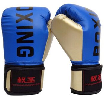 Kind Volwassenen Bokshandschoenen Pro Training Vechten Handschoenen Muay Thai Sparring Ponsen Kickboksen Ademend PU Bokshandschoenen volwassen blauw