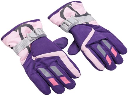 Kind Winter Warm Winddicht Sneeuw Snowboard Ski Sport Outdoor Fietsen Rijhandschoenen Handschoenen Paars