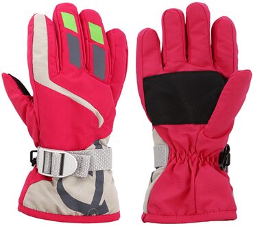 Kind Winter Warm Winddicht Sneeuw Snowboard Ski Sport Outdoor Fietsen Rijhandschoenen Handschoenen roos rood