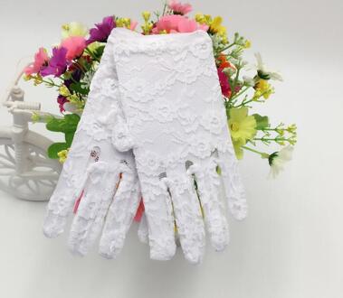 Kind zomer dunne witte kant handschoenen meisjes met prestaties dansen handschoenen kids wit kant handschoenen tb027