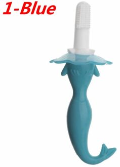 Kind Zuigelingen Zacht Haar Tandenborstel Hippocampus Fish-vormige Siliconen Tandenborstel Baby Bijtring Sussen Levert 1-blauw