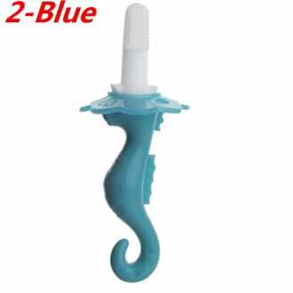 Kind Zuigelingen Zacht Haar Tandenborstel Hippocampus Fish-vormige Siliconen Tandenborstel Baby Bijtring Sussen Levert 2-blauw
