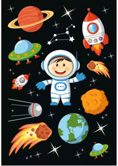 Kinder agenda of hobby stickers - 30x stuks - astronauten/space thema - Stickervellen van de ruimte Multi