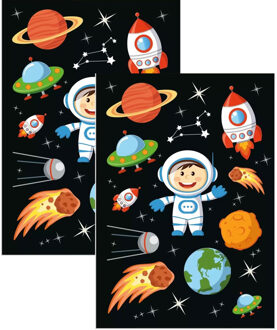 Kinder agenda of hobby stickers - 60x stuks - astronauten/space thema - Stickervellen van de ruimte