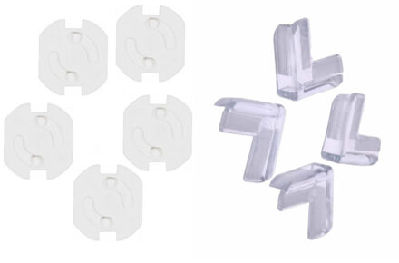 Kinder/baby veiligheid set 4x hoekbeschermers en 5x stopcontact beschermers