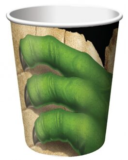 Kinder bekers Dinosaurus thema - 8x stuks - feest bekers - 250 ml - karton - feestartikelen