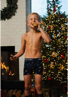 Kinder boxershorts jongens kerst print 2-pack christmas - maat 152 Veelkleurig