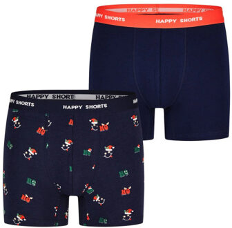 Kinder boxershorts jongens kerst print 2-pack hohoho - maat 164 Blauw