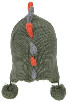 Kinder Draak Kunstbont Gevoerde Muts en Handschoenen Set (Groen) - One Size