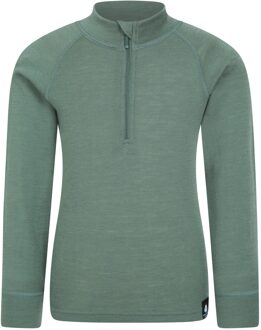 Kinder/Kids Merino Blend Half Rits Base Layer Top (Kaki Groen) - 3-4J / 98-104cm