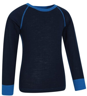 Kinder/Kids Merino II Contrast Ronde Hals Base Layer Top (Blauw)